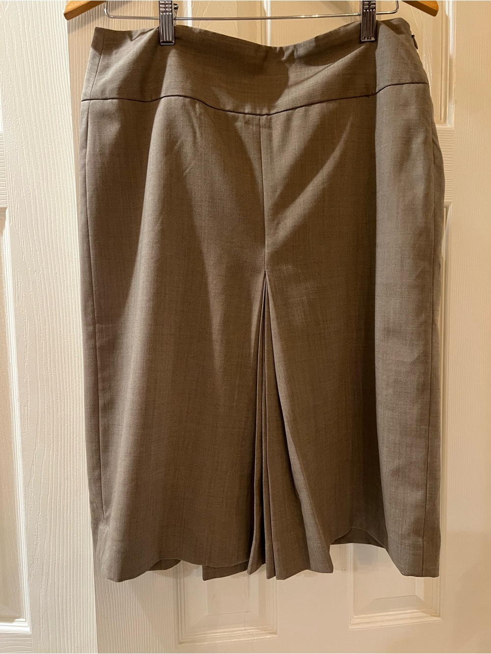 Banana Republic Olive Brown Midi Skirt with Front Inverted Pleat